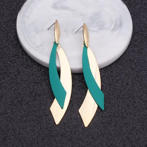 Women earrings green and gold 1 1 7